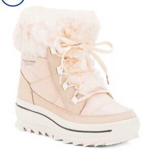 NEW PAJAR Lace Up Mid Boots with Faux Fur Cuffs